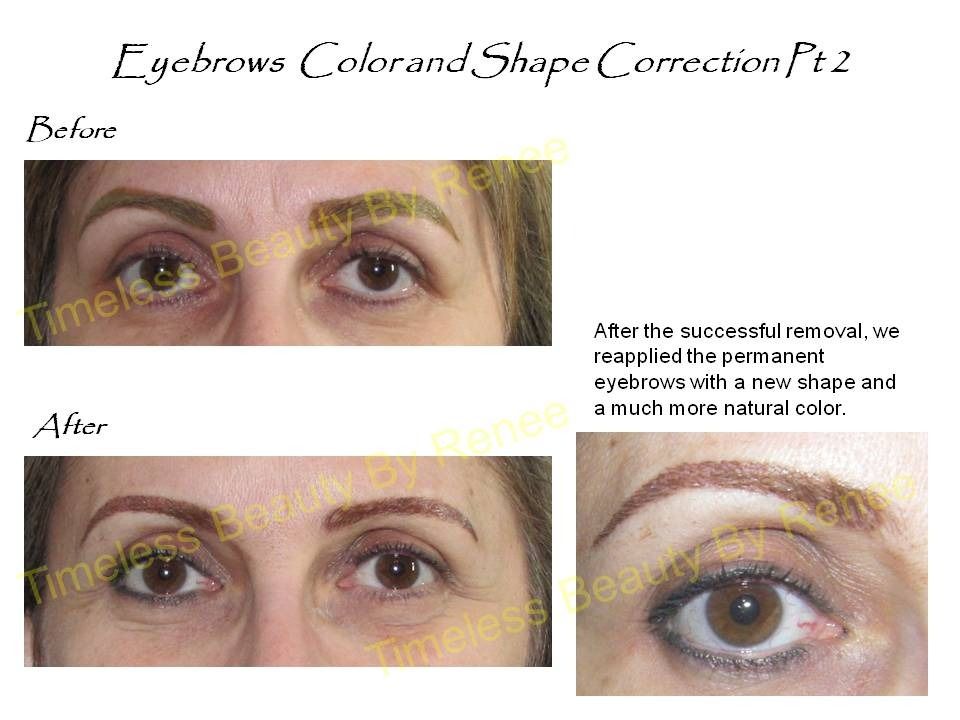 A before and after picture of a woman 's eyebrows