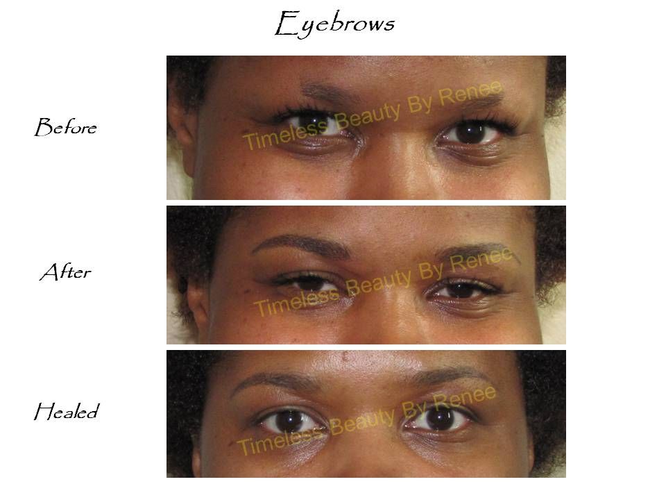 A before and after photo of a woman 's eyebrows