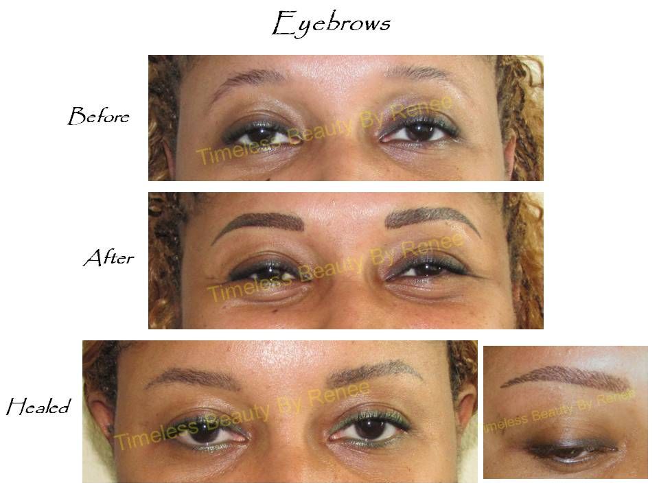 A before and after picture of a woman 's eyebrows