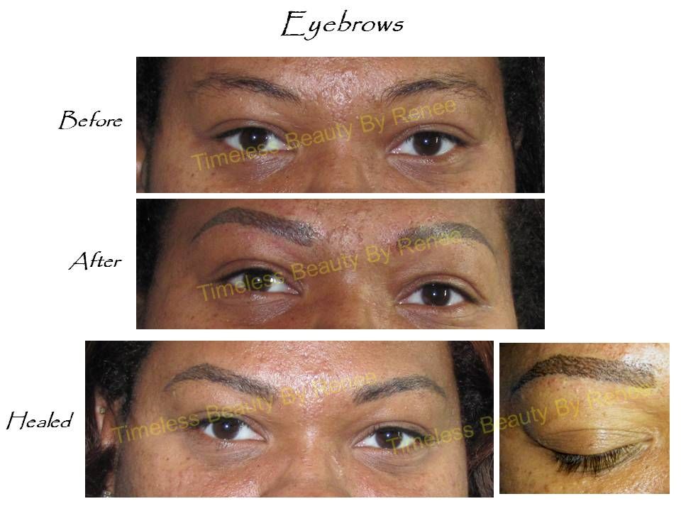A before and after picture of a woman 's eyebrows
