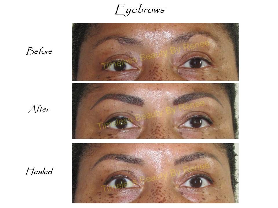 A before and after photo of a woman 's eyebrows