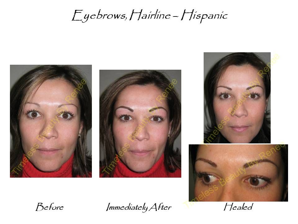 A before and after photo of a woman 's eyebrows