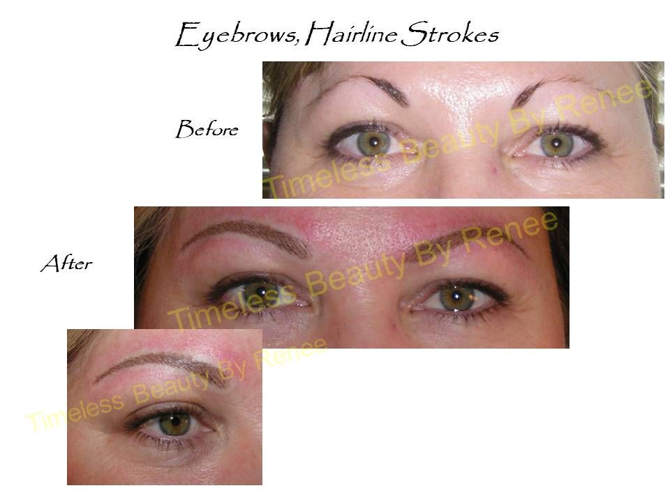 A before and after picture of a woman 's eyebrows