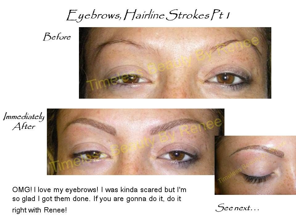 A before and after picture of a woman 's eyebrows