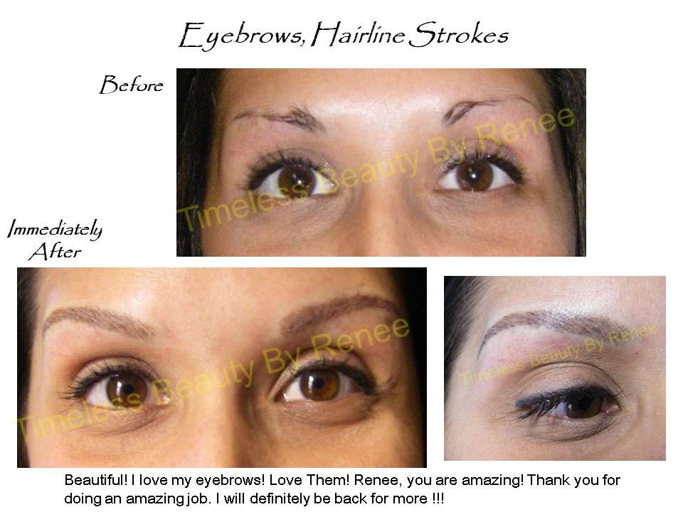 A before and after photo of a woman 's eyebrows