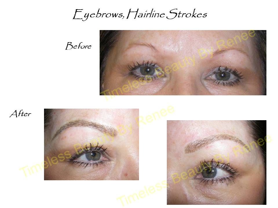 A before and after picture of a woman 's eyebrows
