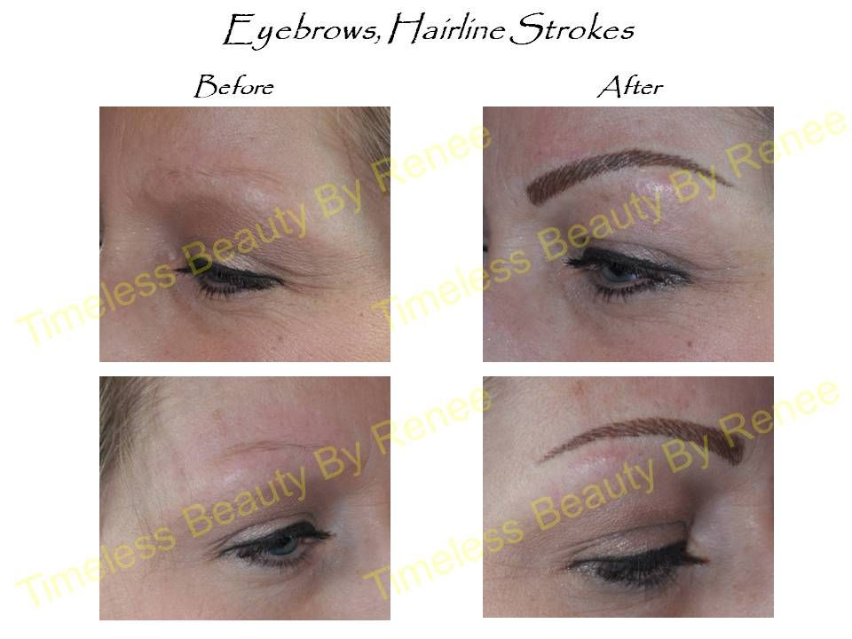 A before and after picture of a woman 's eyebrows