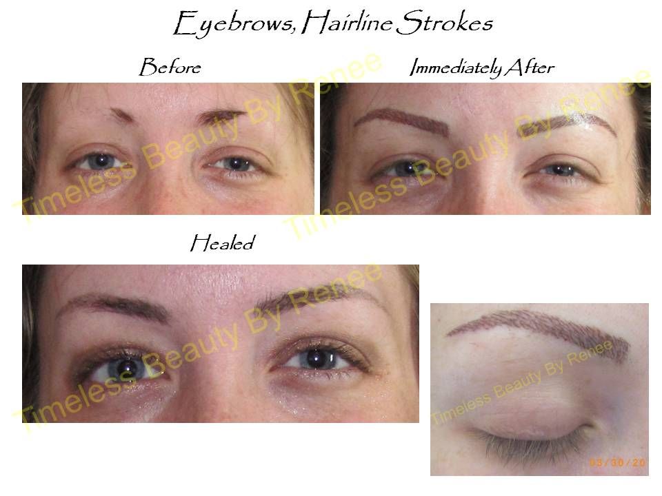 A before and after photo of a woman 's eyebrows