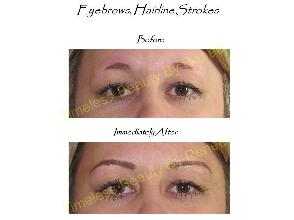 A before and after picture of a woman 's eyebrows