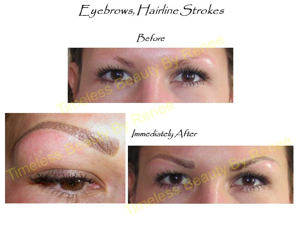 A before and after picture of a woman 's eyebrows
