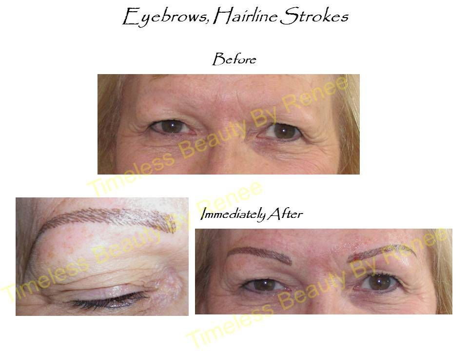 A before and after picture of a woman 's eyebrows.
