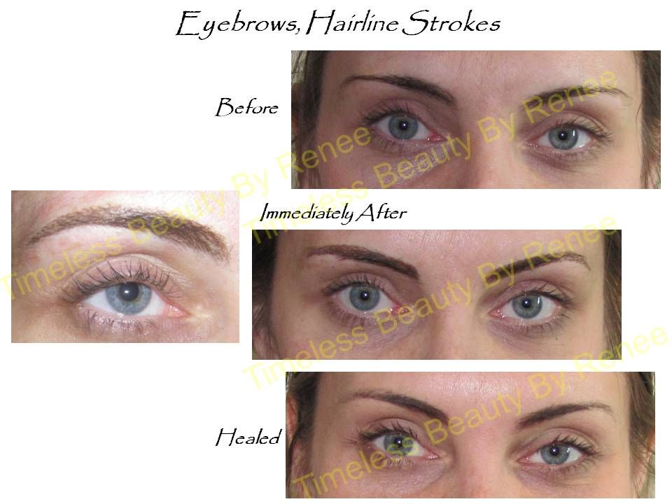 A before and after photo of a woman 's eyebrows