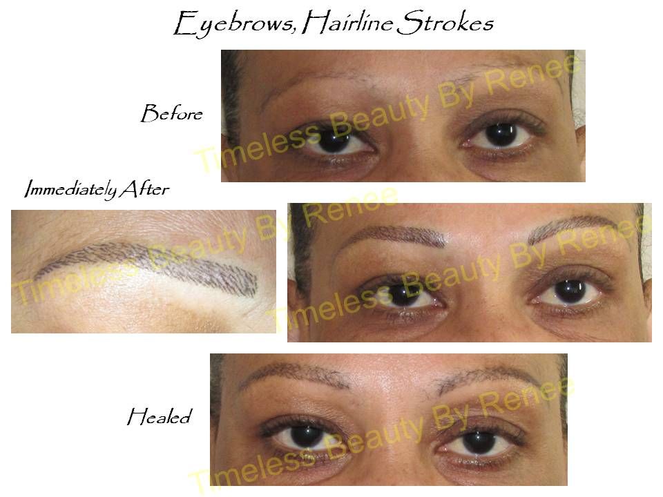 A before and after picture of a woman 's eyebrows