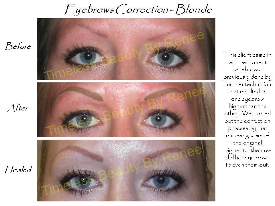 A before and after photo of a woman 's eyebrows
