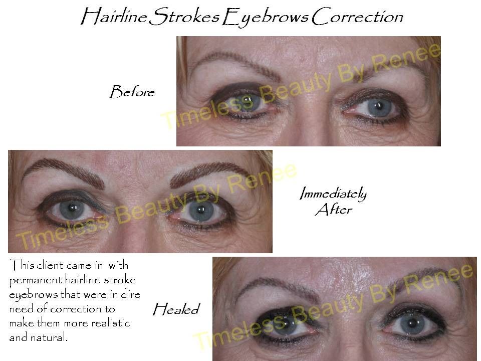 A before and after photo of a woman 's eyebrows