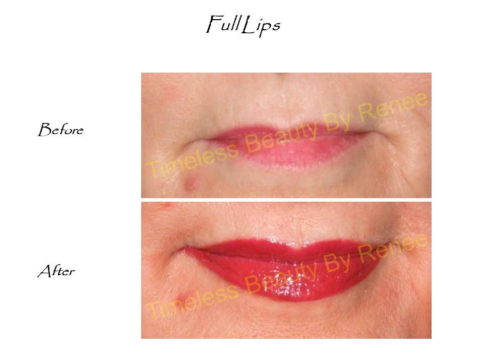 before and after photo of woman's lip permanent makeup