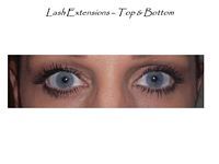 A close up of a woman 's eyes with mascara on.