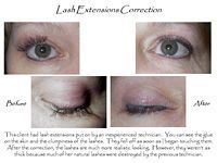 A before and after picture of a woman 's eye with lash extensions.