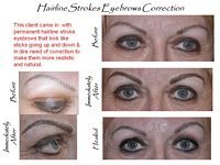 A before and after picture of a woman 's eyebrows.