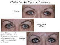 A before and after picture of a woman 's eyebrows.