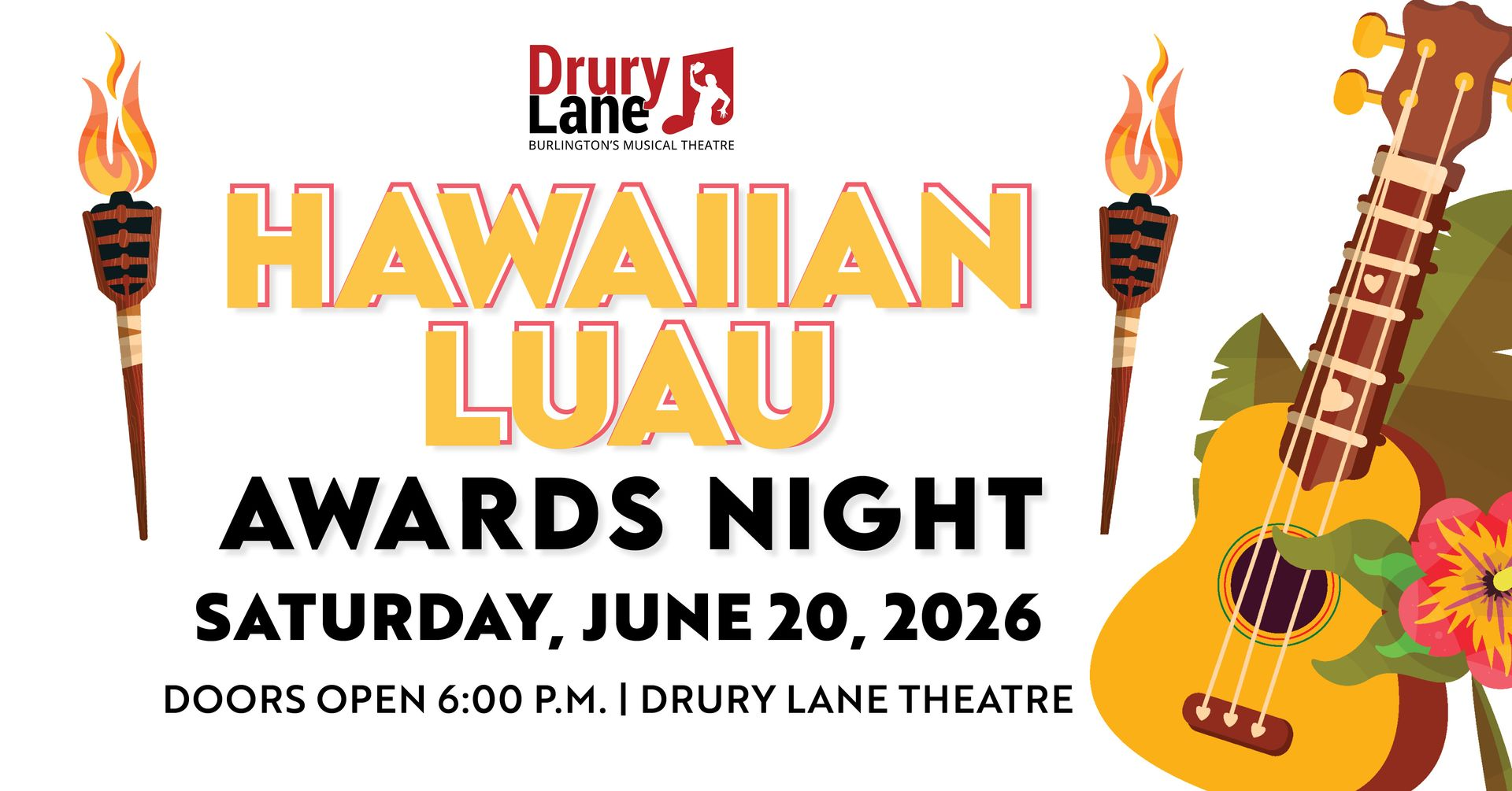 Drury Lane's Annual Awards Night is Saturday, June 20, 2026 at Drury Lane Theatre. Doors open at 6:00 p.m.