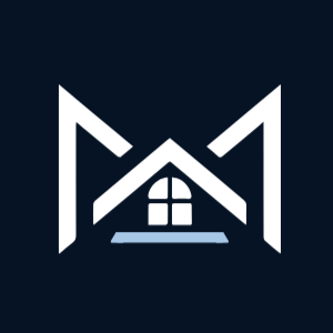 Logo featuring a stylized house within the letter 