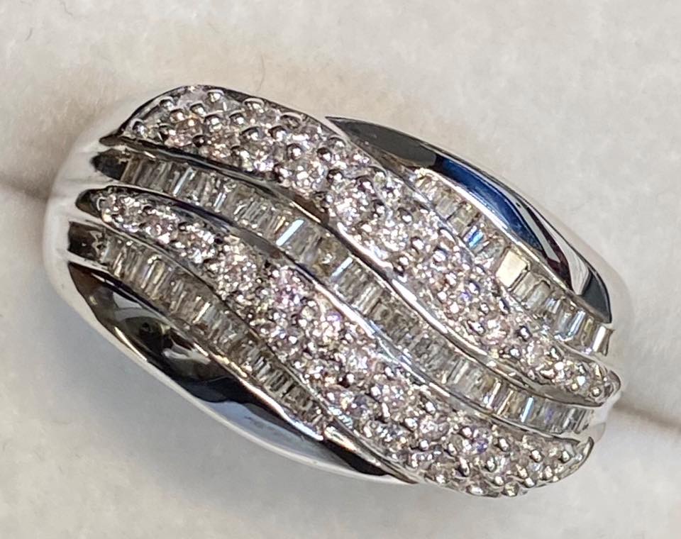 Curved Style Elegant Ring With Diamond Crystals — Gadsden, AL — McNair Jewelers