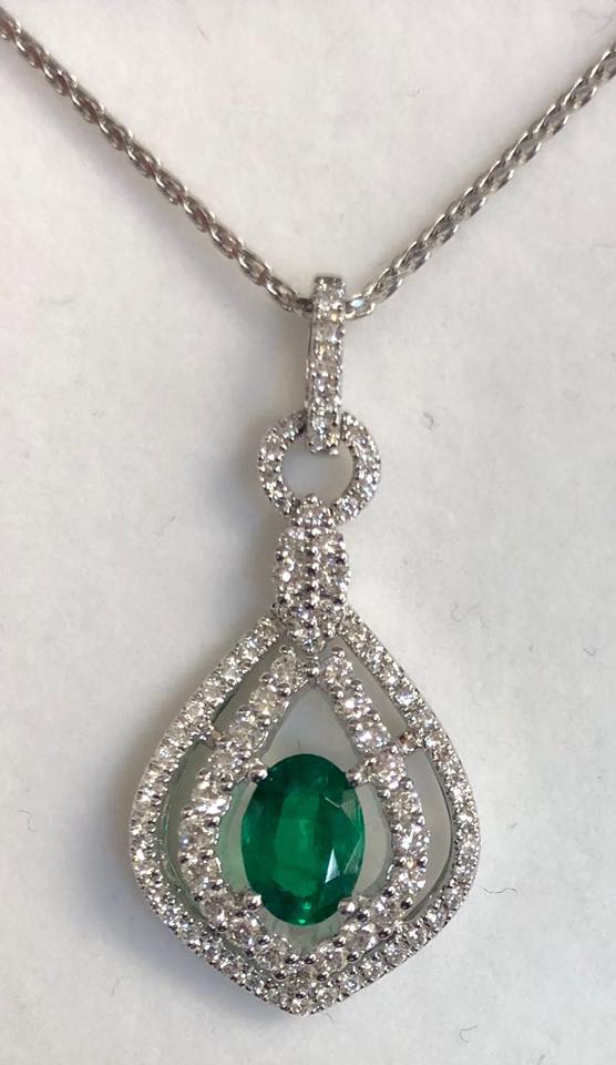 Elegant Necklace With Green Diamond Pendant — Gadsden, AL — McNair Jewelers