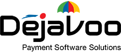 The dejavoo payment software solutions logo has a colorful umbrella on it.