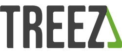 A logo for a company called treez with a green arrow.
