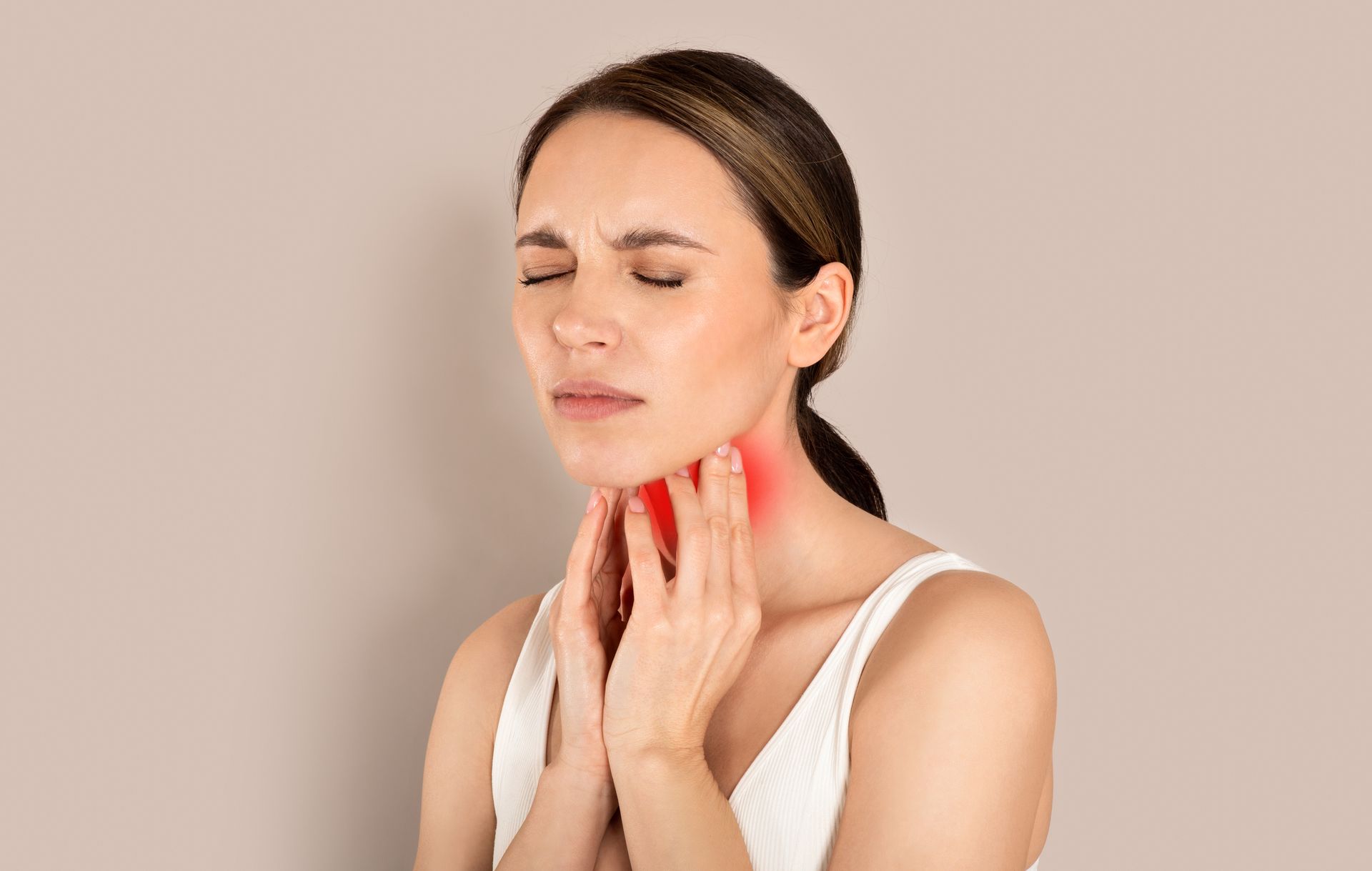 woman suffering from thyroid issues