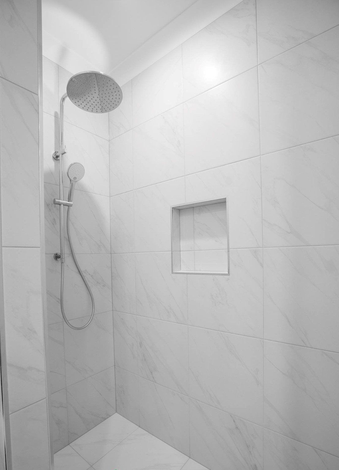 Bathroom With White Tiles — South East, QLD — Seamless Silicone