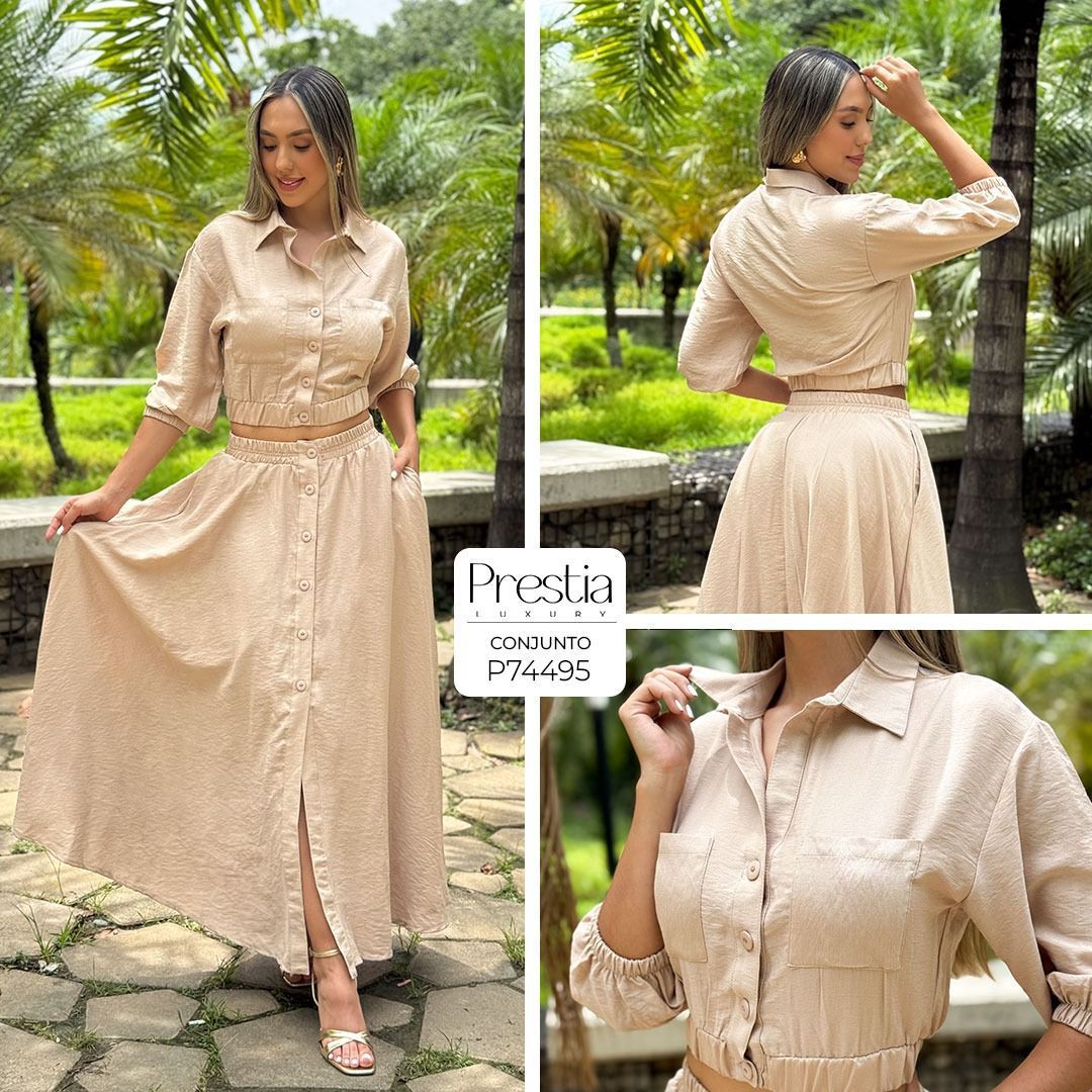 Conjunto en Tela Lino Craqueado