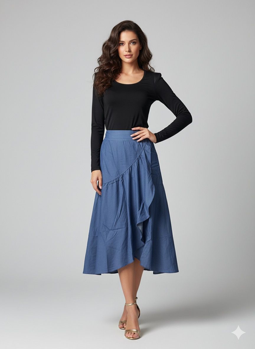 Falda Medí Cruzada con Volante