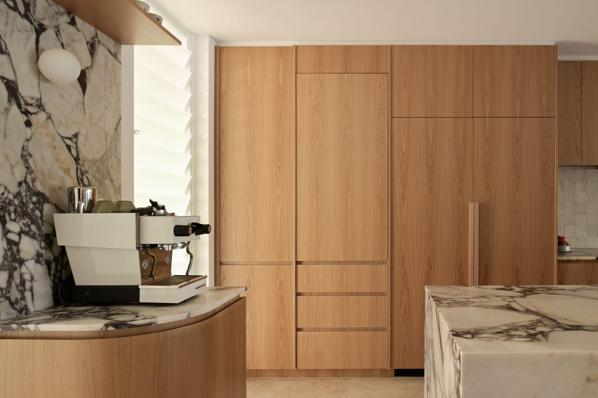 Bathroom With a Wooden Vanity — Foreshore Kitchens in Coolum Beach, QLD