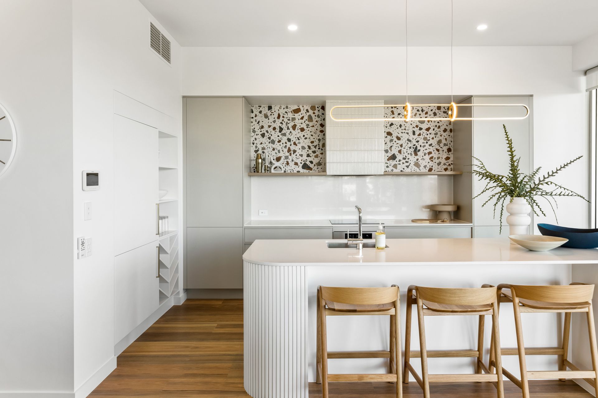 Modern White Kitchen With Quartz Countertops — Foreshore Kitchens in Coolum Beach, QLD