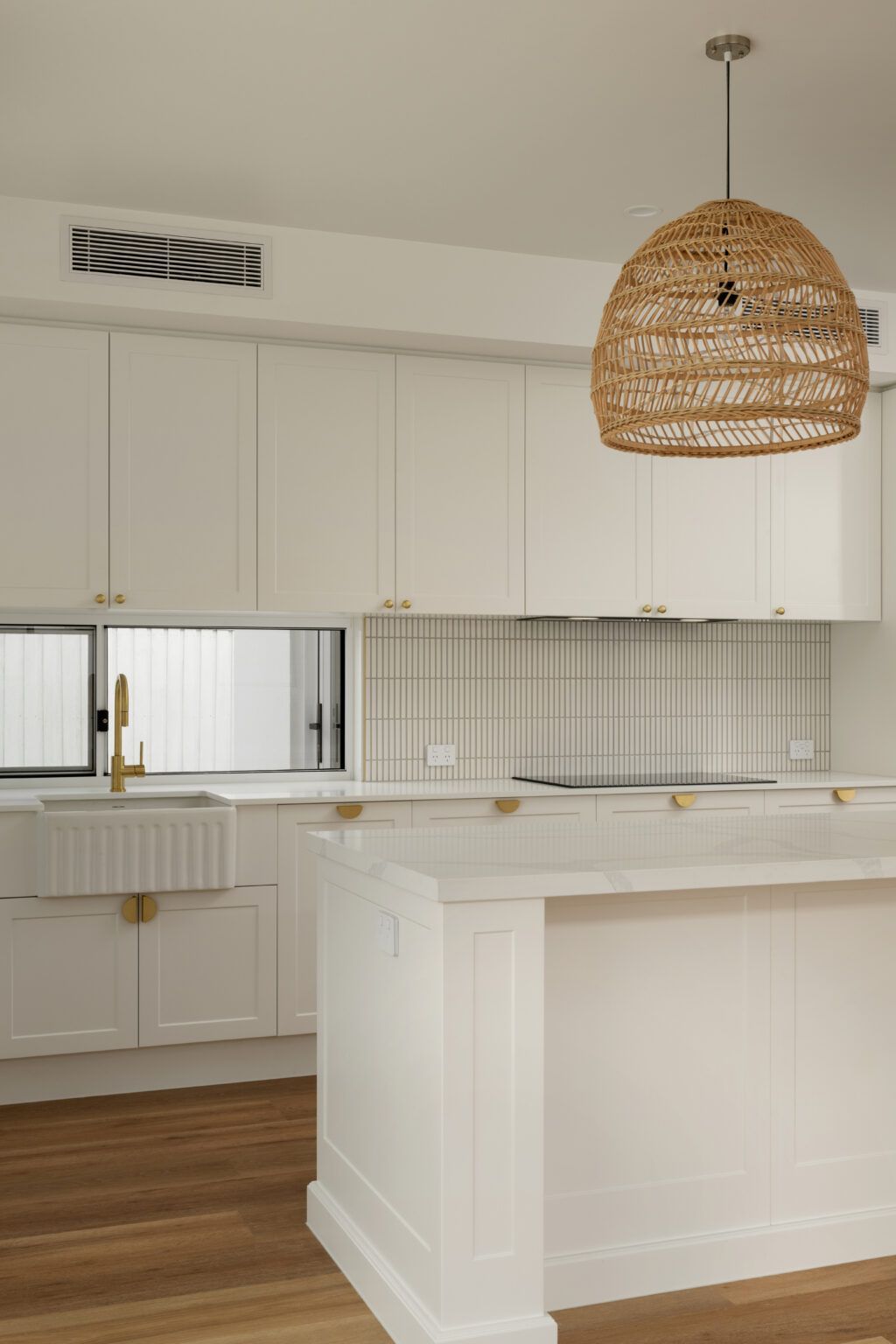 Modern Kitchen With White Cabinets, Countertop — Foreshore Kitchens in Coolum Beach, QLD