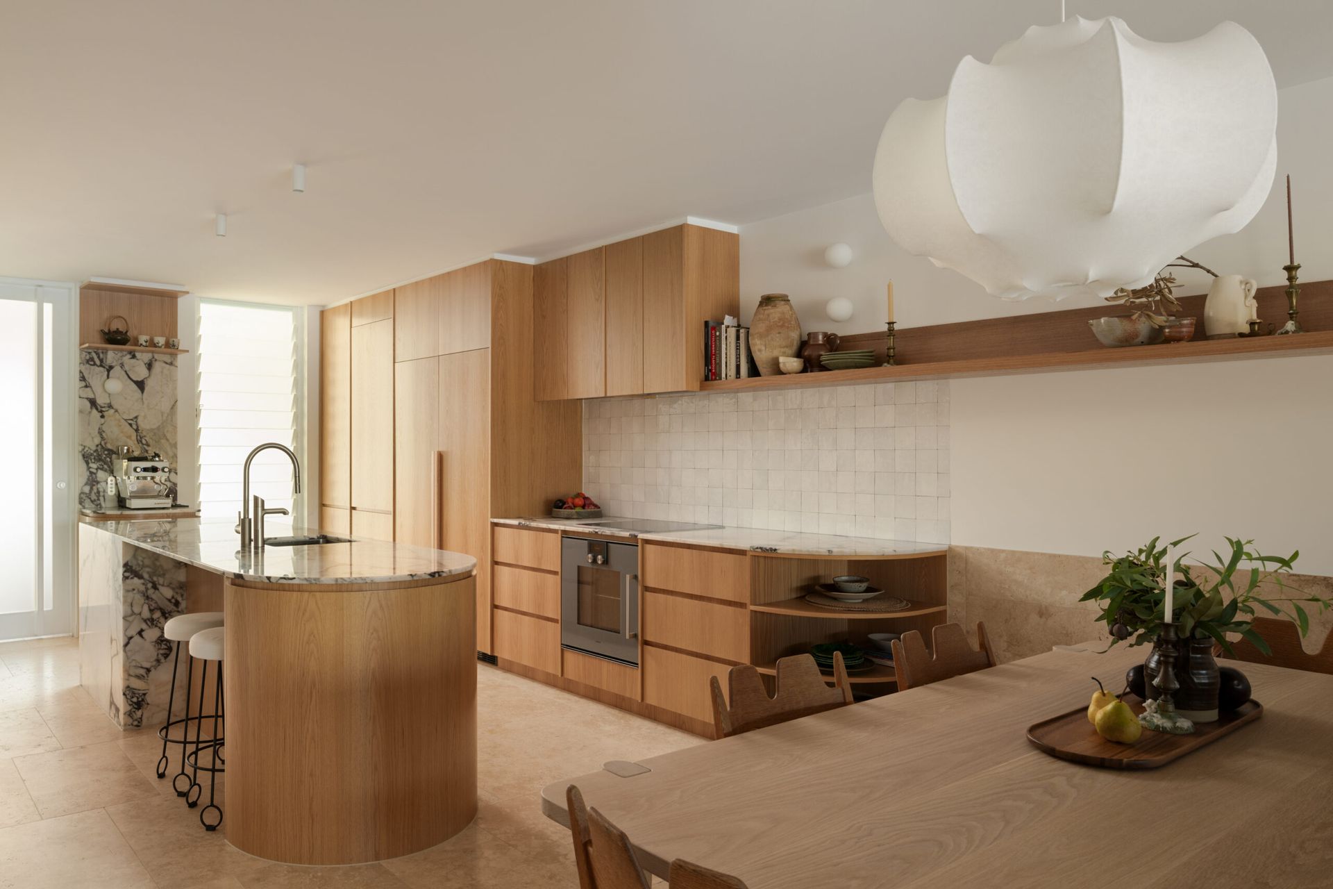 Renovated Kitchen, White Cabinets, Island, Before and After View — Foreshore Kitchens in Mooloolaba, QLD