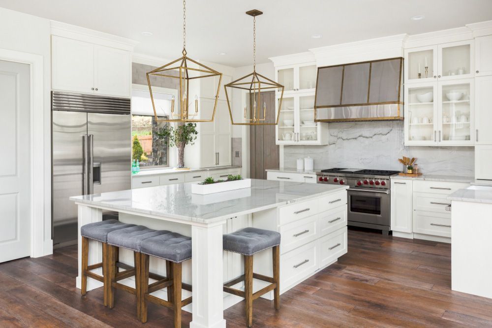 White Kitchen With Island — Foreshore Kitchens in Coolum Beach, QLD
