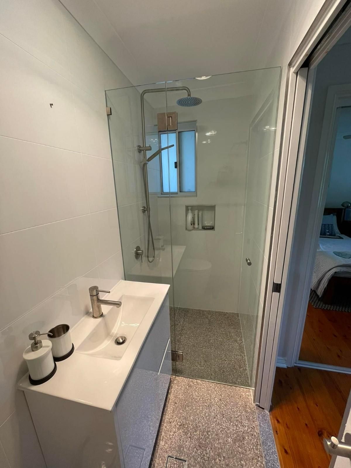 A Bathroom with A Glass Shower — Envy Glass in Bellingen, NSW