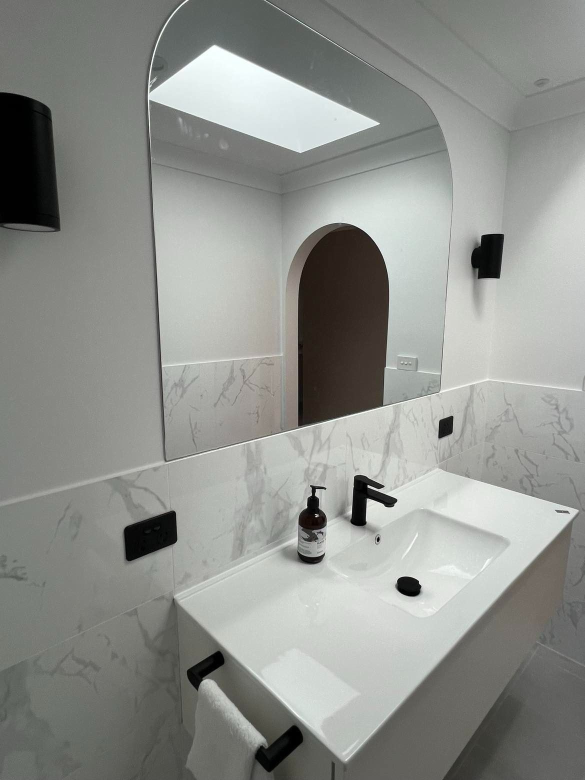A Modern Bathroom with White Marble Walls — Envy Glass in Macksville, NSW