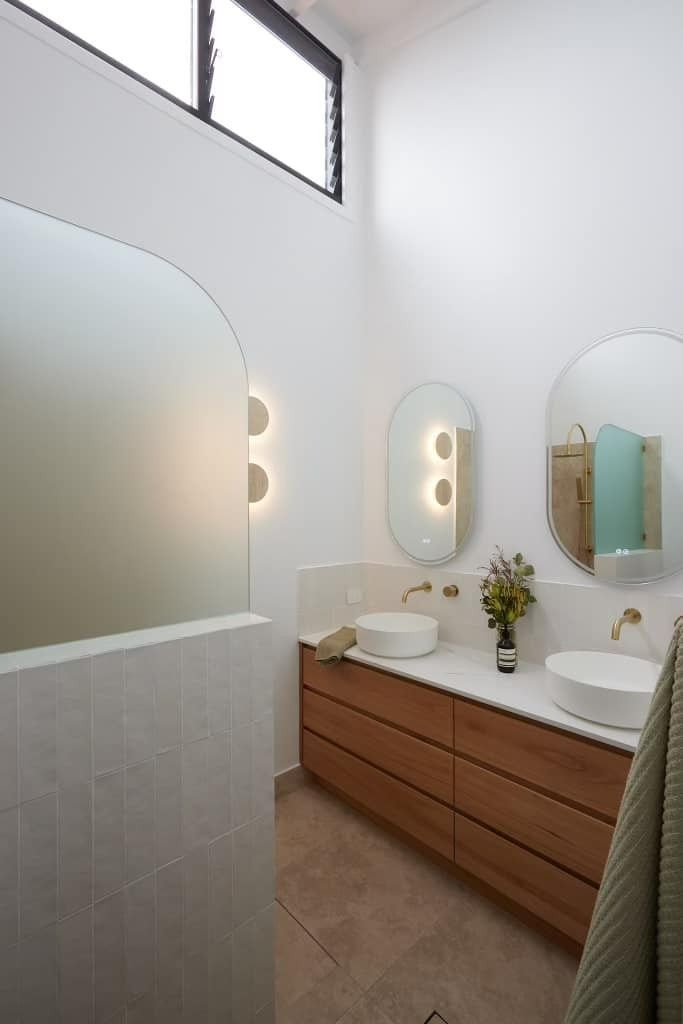A Modern Bathroom with White Walls — Envy Glass in Nambucca Heads, NSW