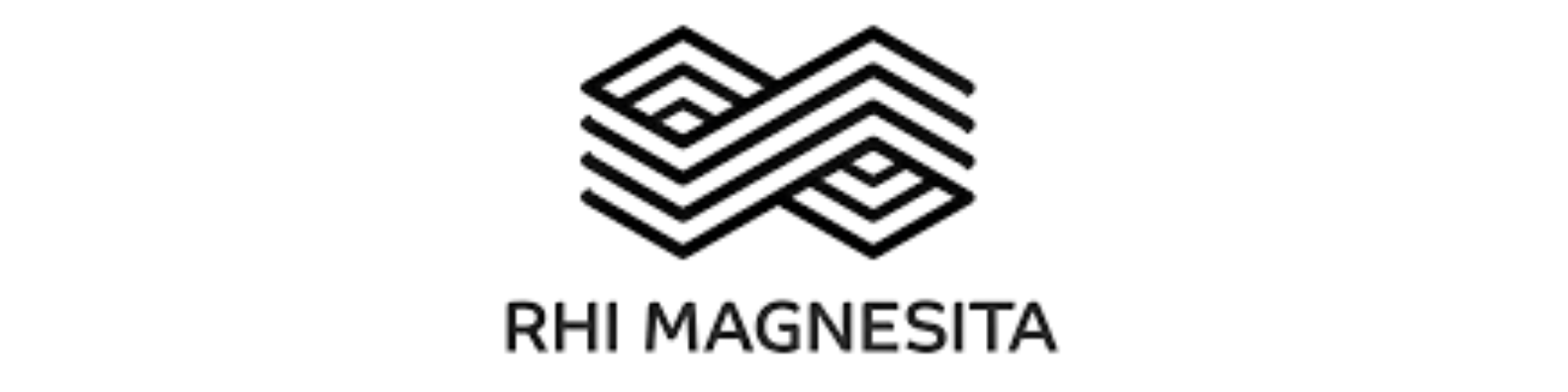Un logotipo en blanco y negro para una empresa llamada rhi magnesita.