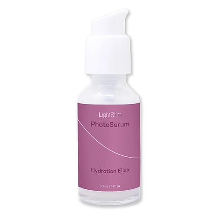 A bottle of lightskin photoserum hydration elixir on a white background.