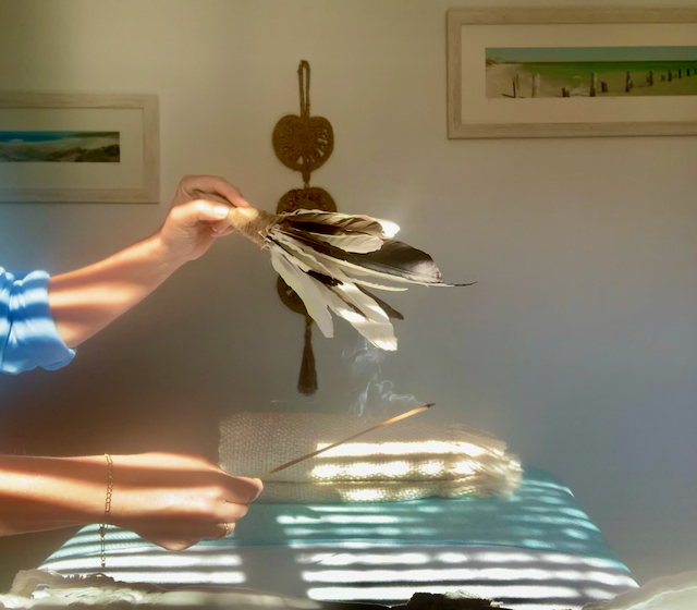 feathers and incense