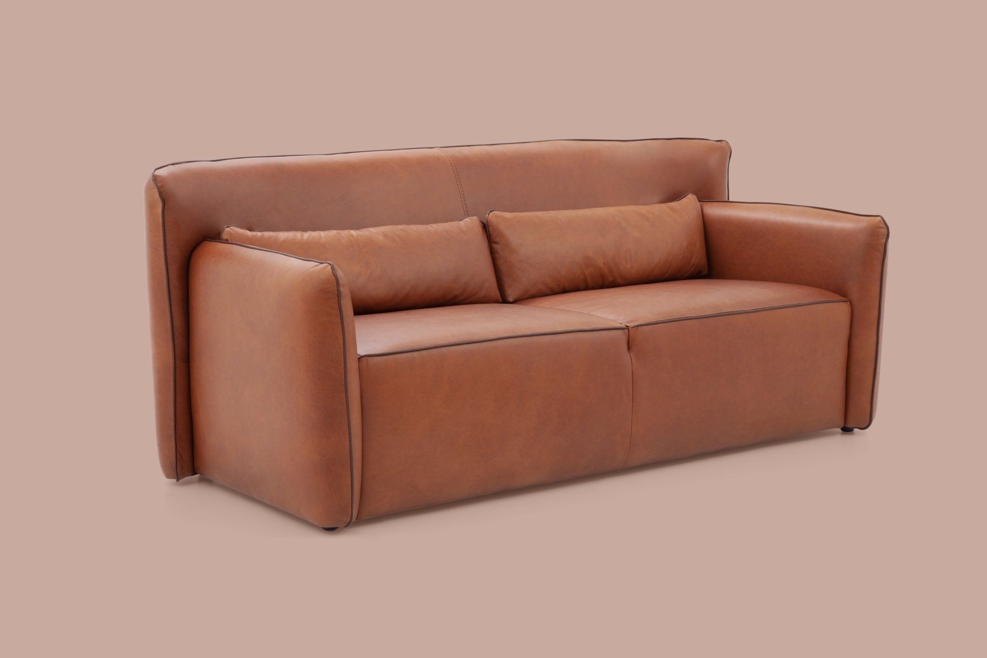 Beige leather sofa