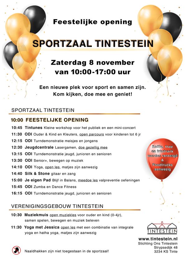 Opening Sportzaal Tintestein 8 november 10 uur wethouder Daan van Orselen