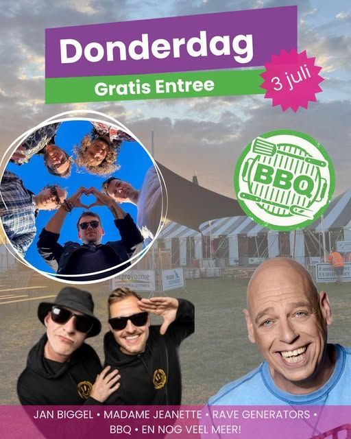Tinte Zomerfeest Programma Tickets BBQ Jan Biggel Madame Jeanette Rave Generators Gratis