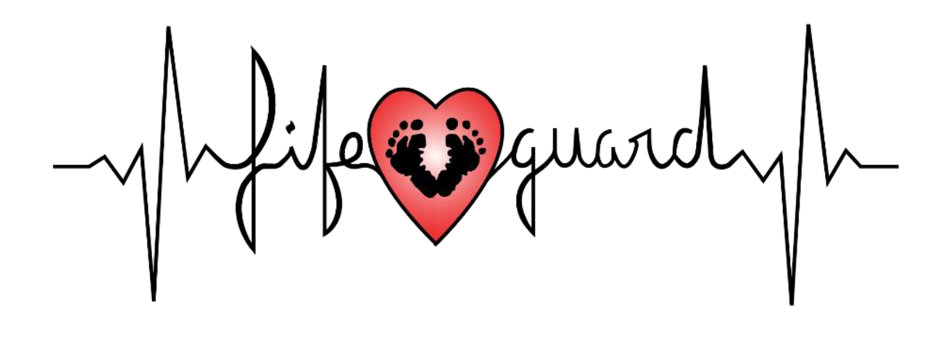 A heartbeat line with the words life guard on it