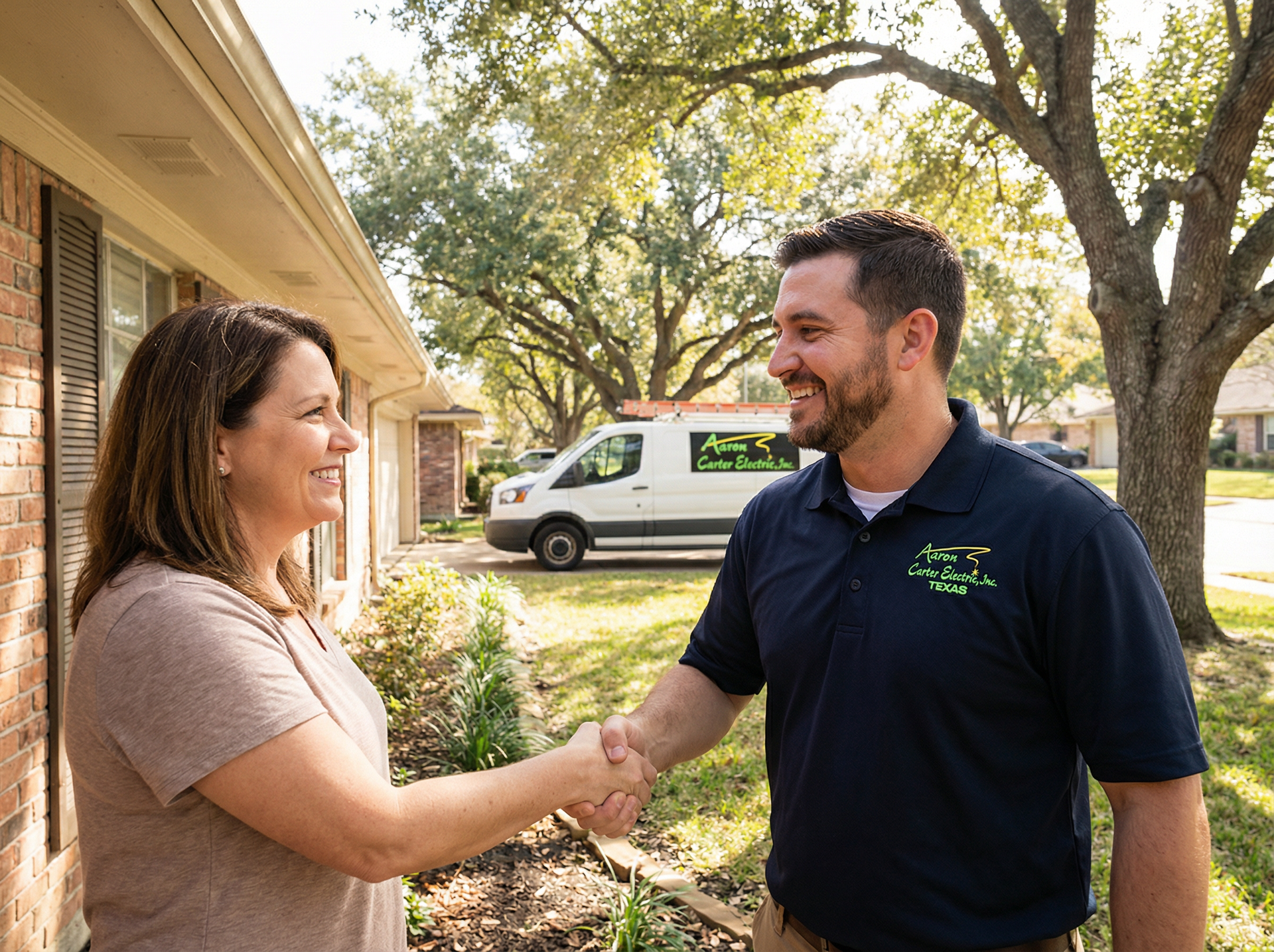  Professional electrician working on electrical panel in Humble Texas home
